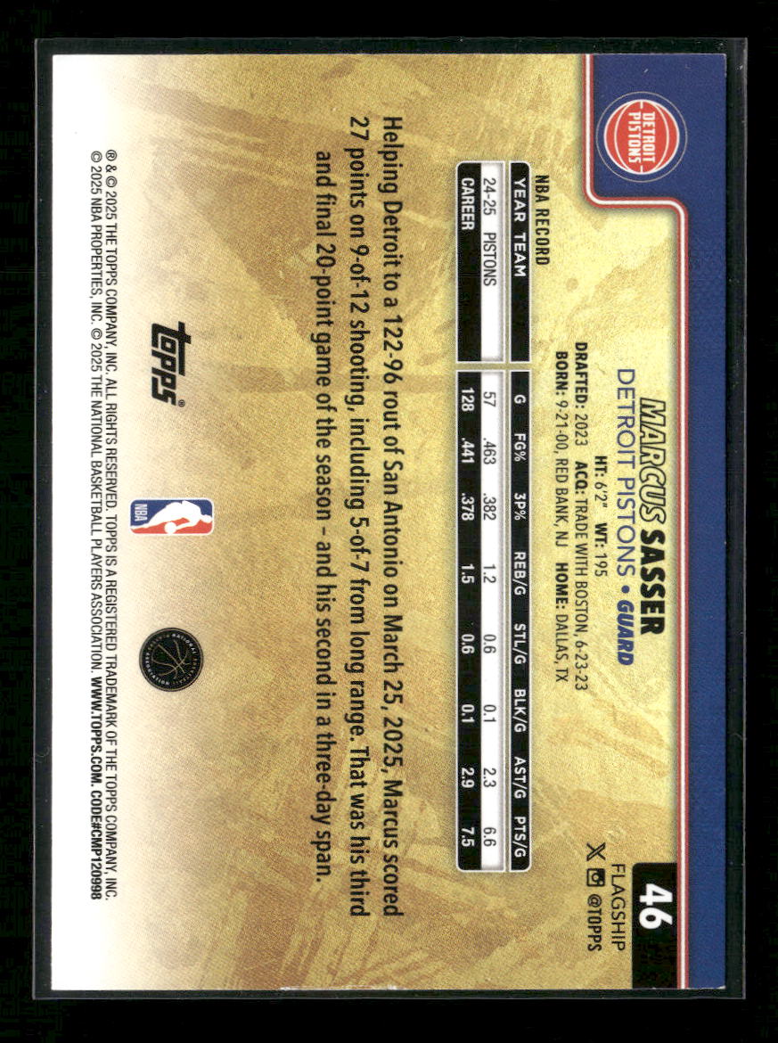 2025-26 Topps Golden Mirror Marcus Sasser #46