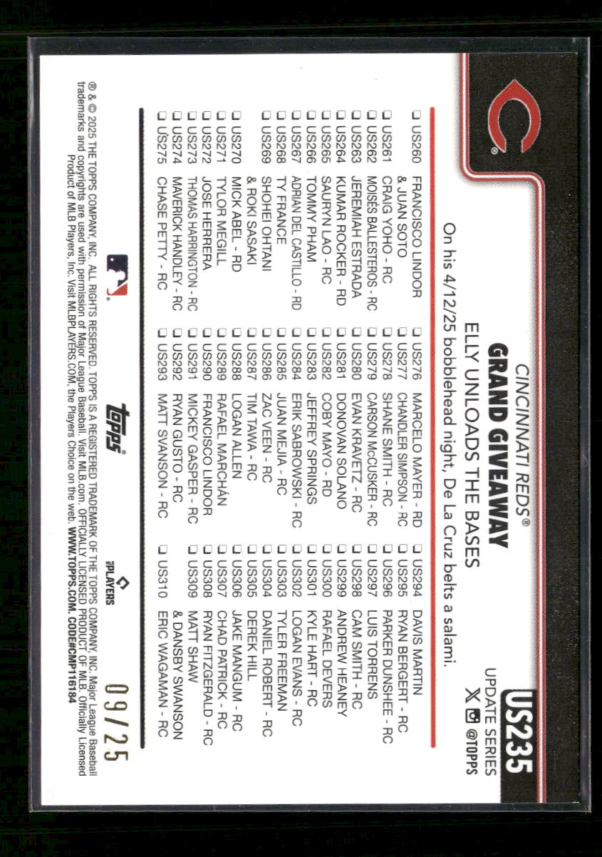 2025 Topps Update Camo #/25 Grand Giveaway #US235