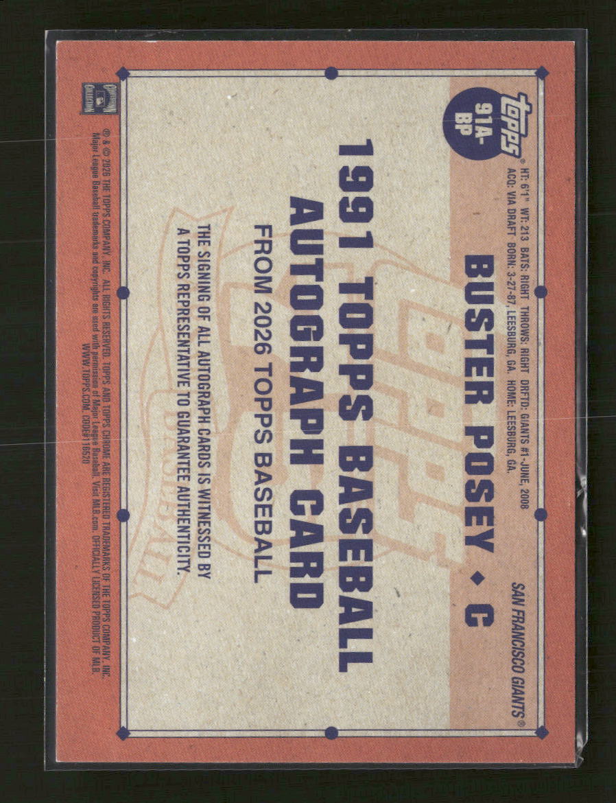 2026 Topps Baseball 35th Anniversary Black Buster Posey #/10 Auto #91A-BP