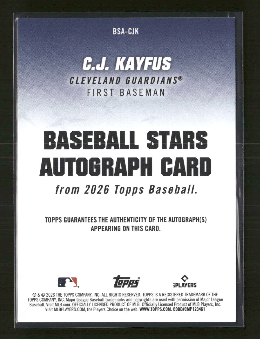 2026 Topps Baseball Stars Autographs (Series One) C.J. Kayfus Auto #BSA-CJK
