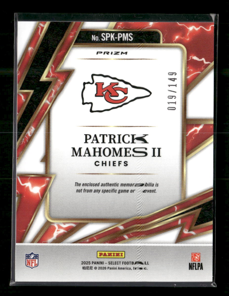 Panini Select Sparks Silver #/149 Patrick Mahomes II #SPK-PMS