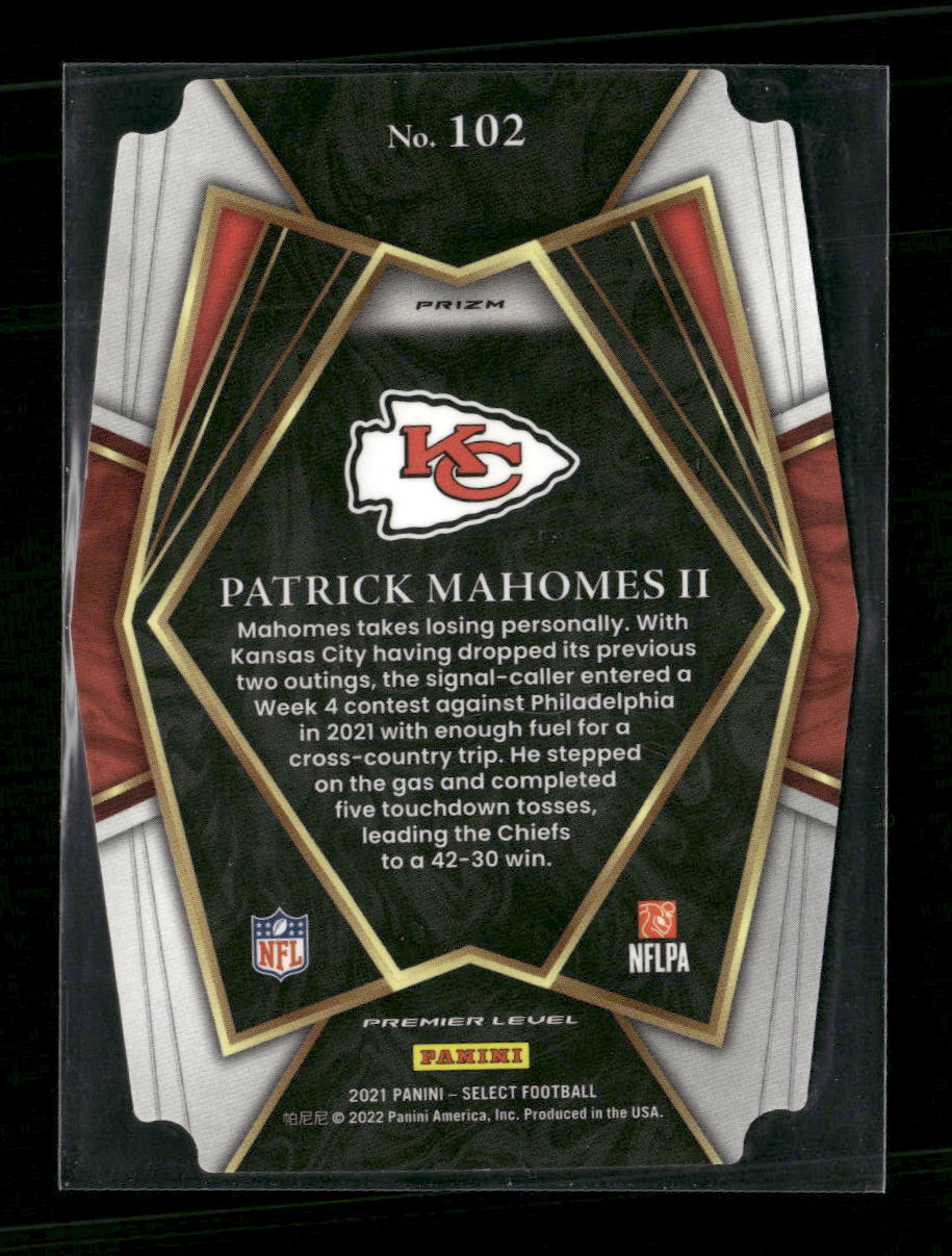 2021 Panini Select Red and Yellow Prizm Die Cut Patrick Mahomes II #102