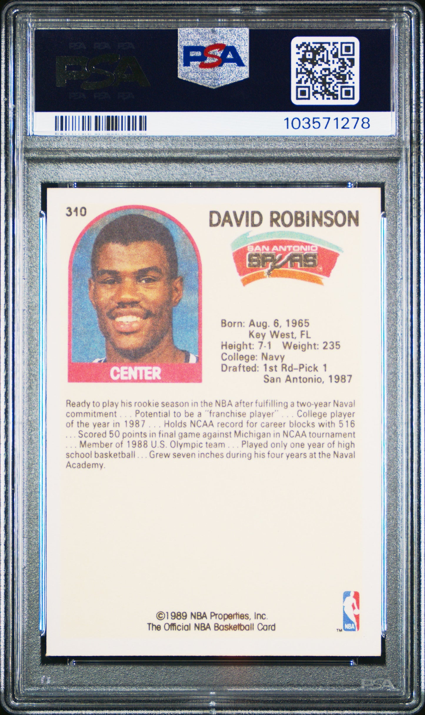 1989 Hoops David Robinson 10 PSA #310