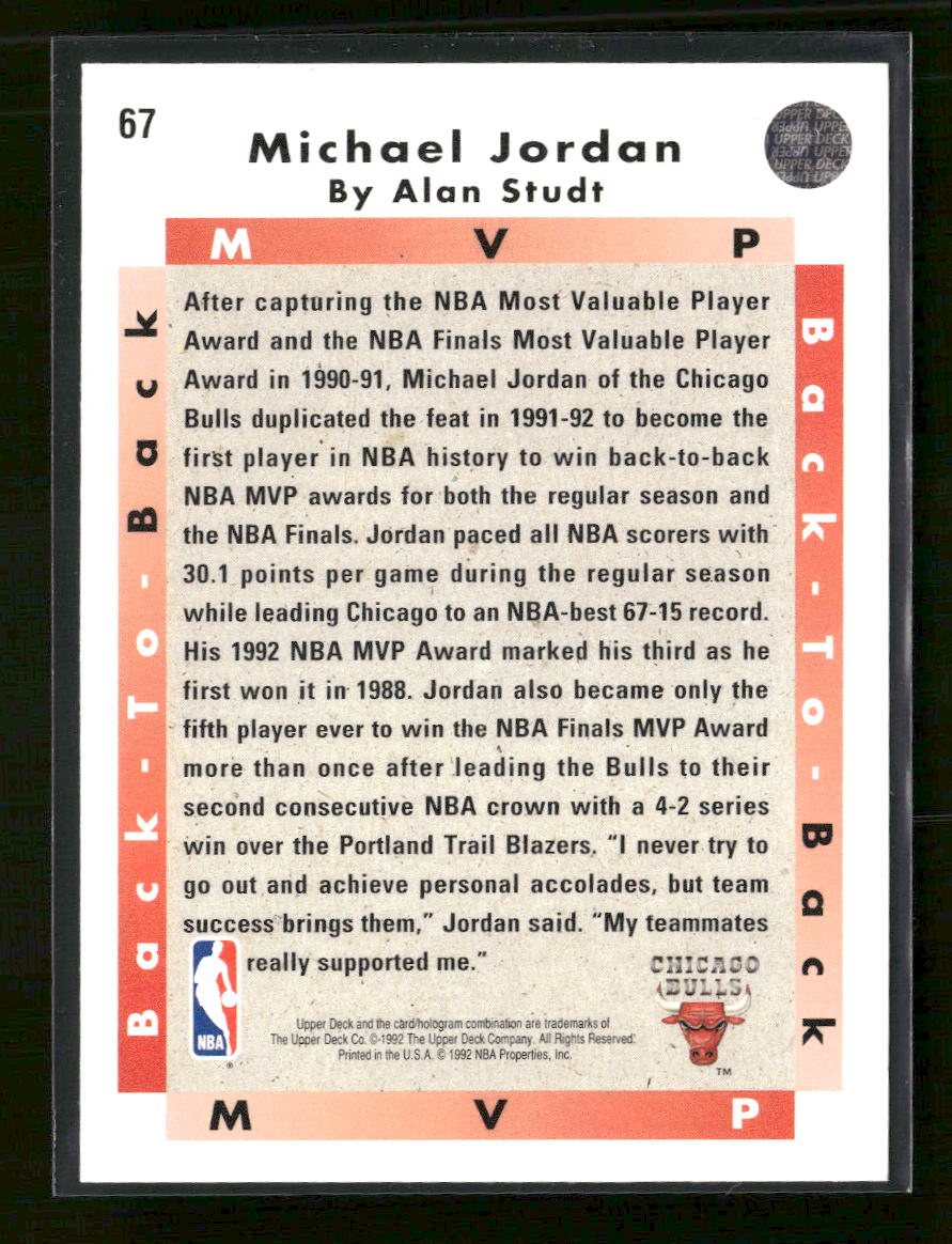 1992-93 Upper Deck Michael Jordan #67