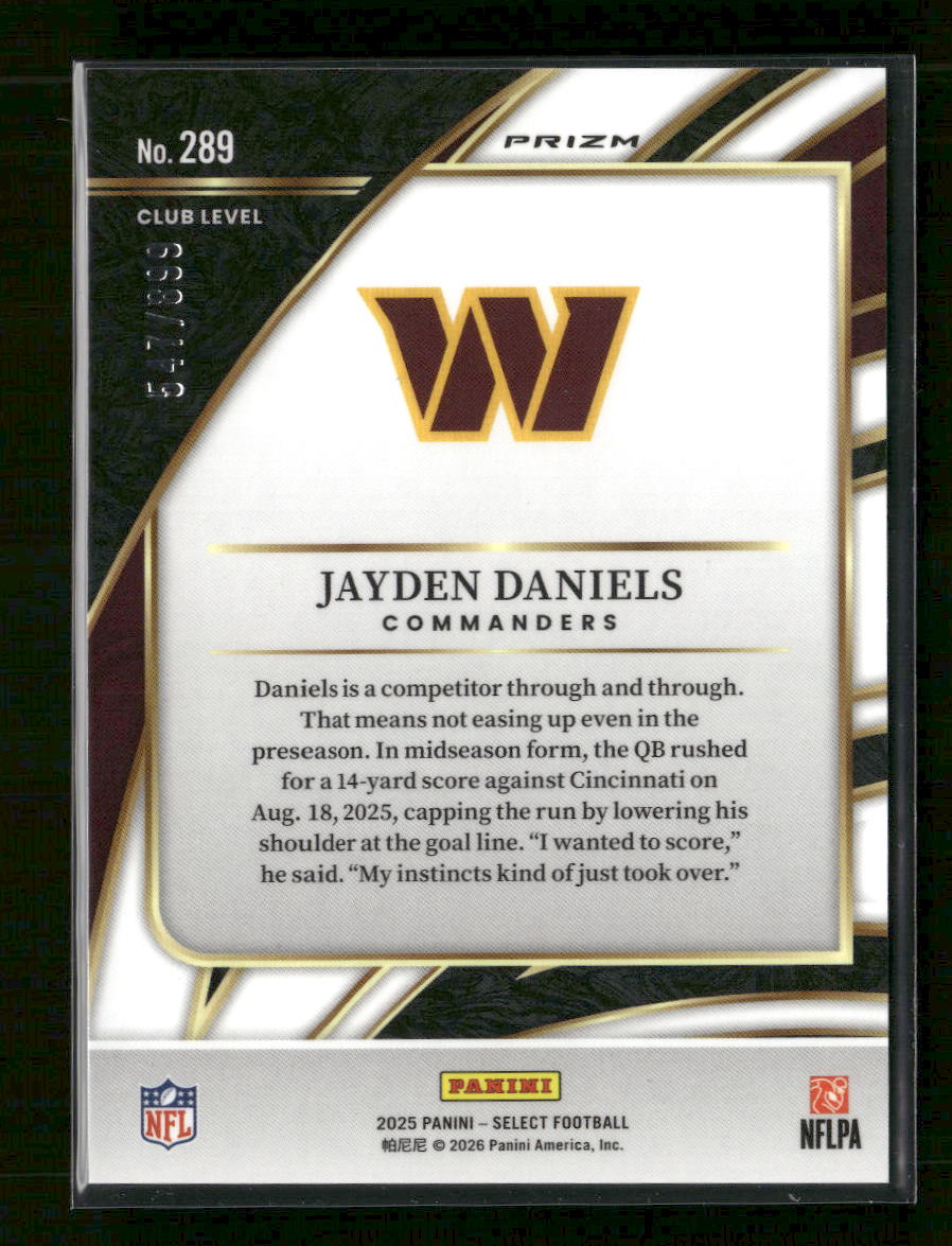 2025 Panini Select Copper Prizm Shock Jayden Daniels #/899 #289