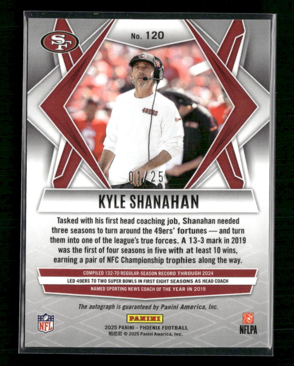 2025 Panini Phoenix Base Autographs Lazer Prizm Kyle Shanahan #/25 Auto #120