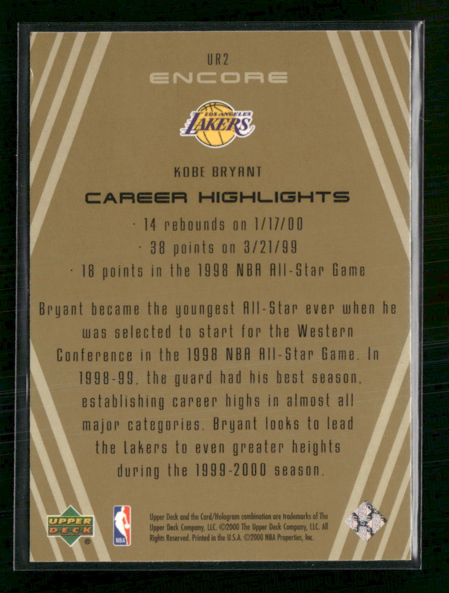1999-00 Upper Deck Encore Upper Realm Kobe Bryant #UR2