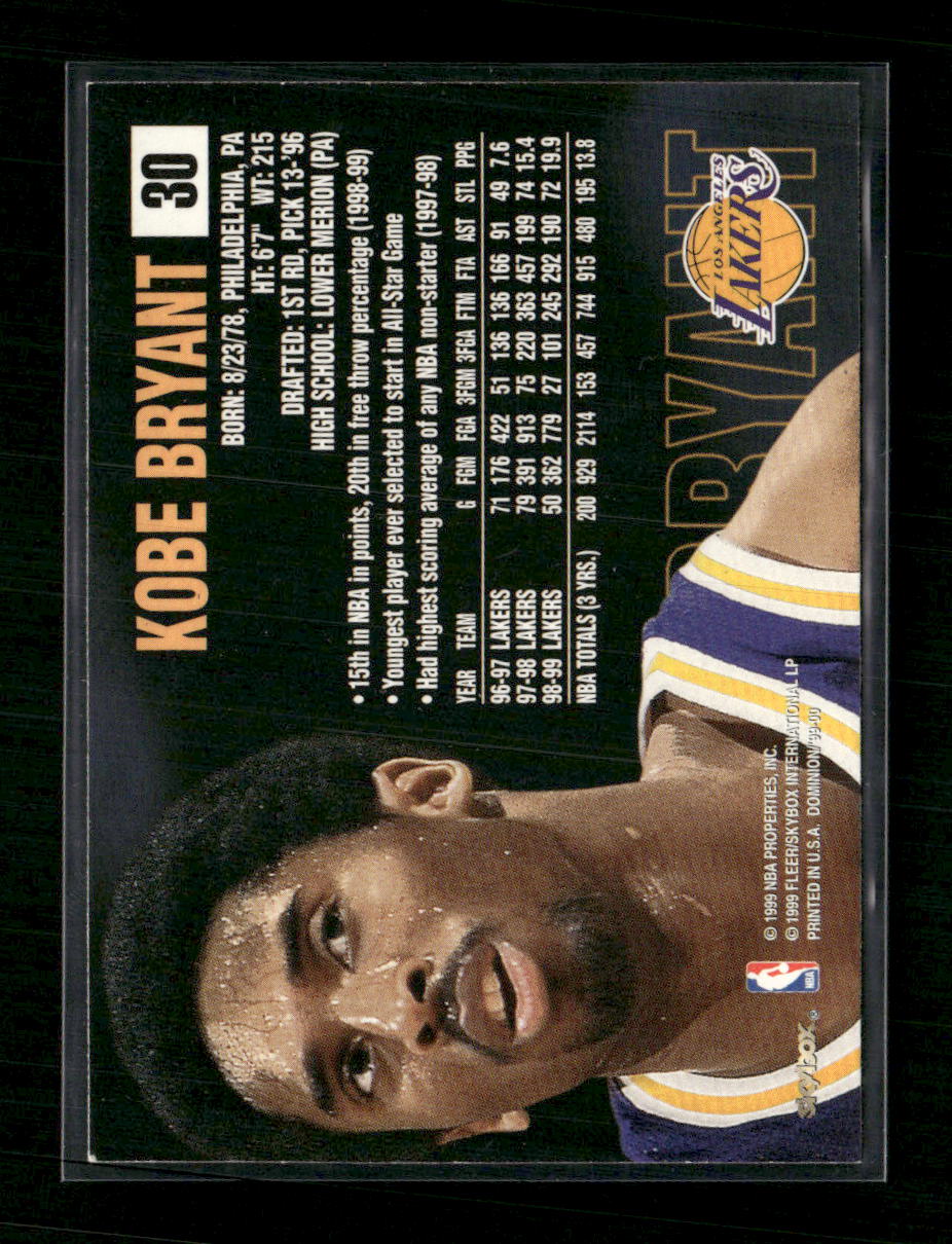 1999-00 SkyBox Dominion Kobe Bryant #30