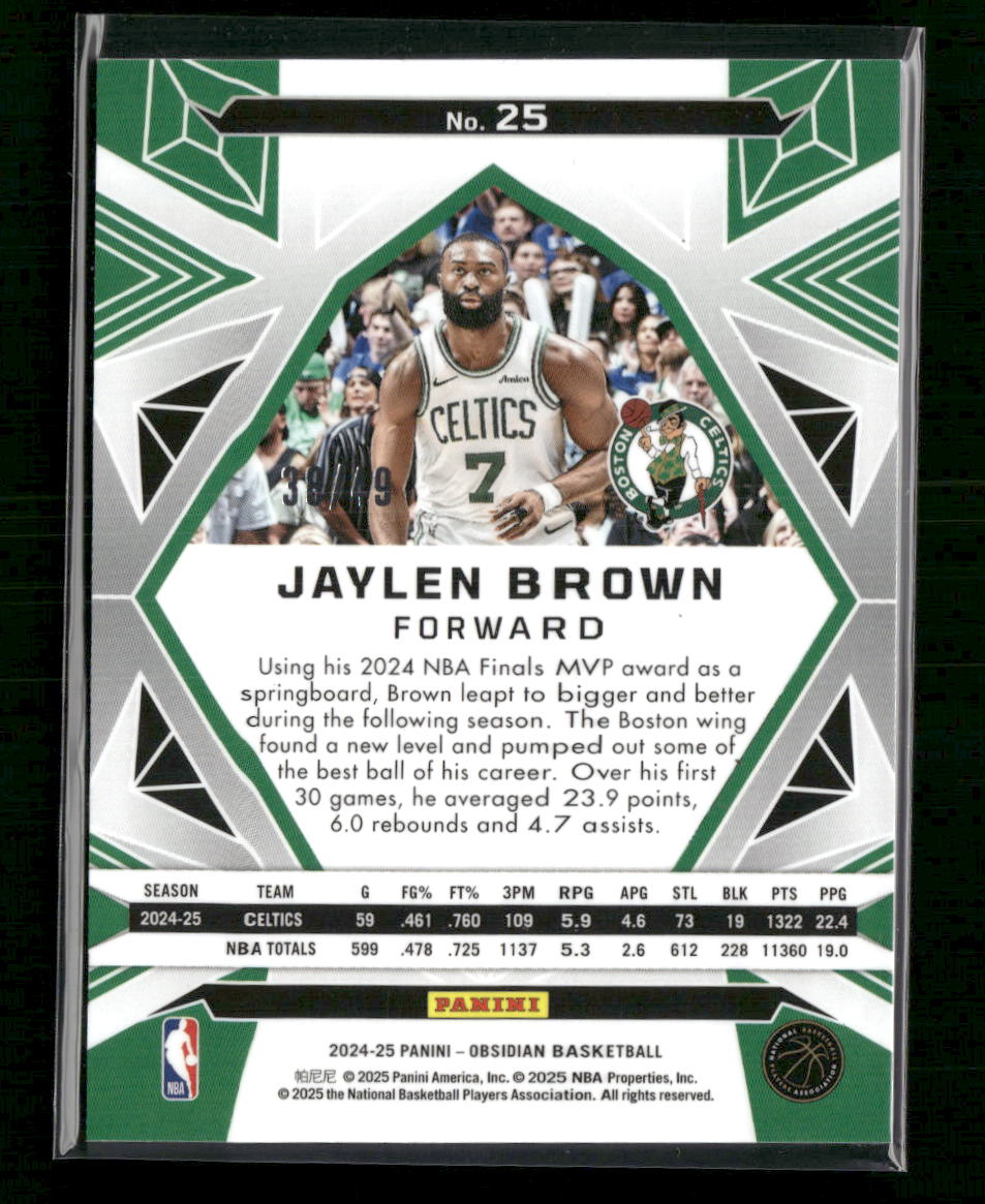 2024-25 Panini Obsidian Electric Etch Pink Flood Jaylen Brown #/49 #25