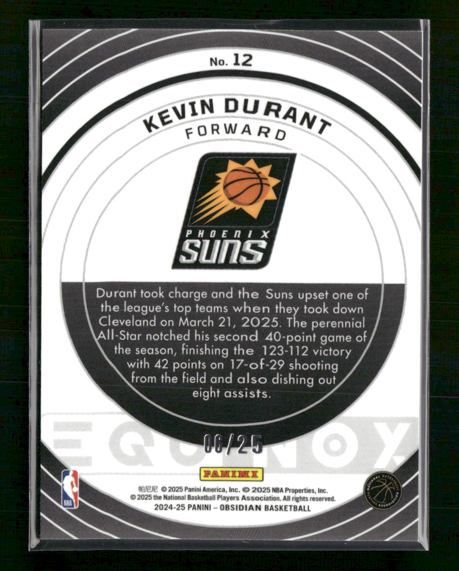 2024-25 Panini Obsidian Equinox Electric Etch Green Flood Kevin Durant #/25 #12