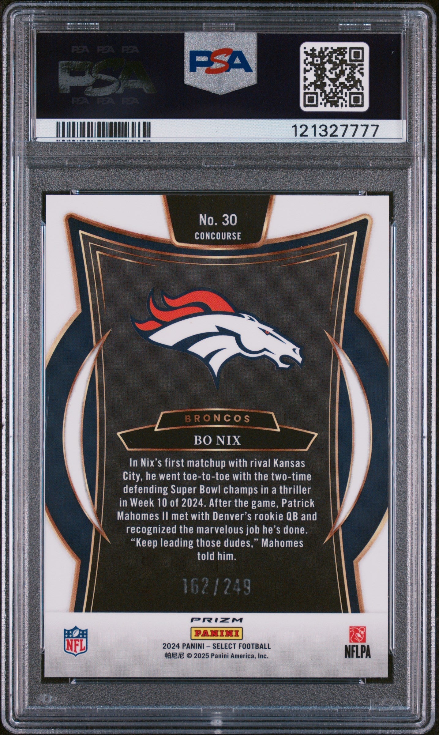 2024 Panini Select Blue Prizm Bo Nix 10 PSA #30