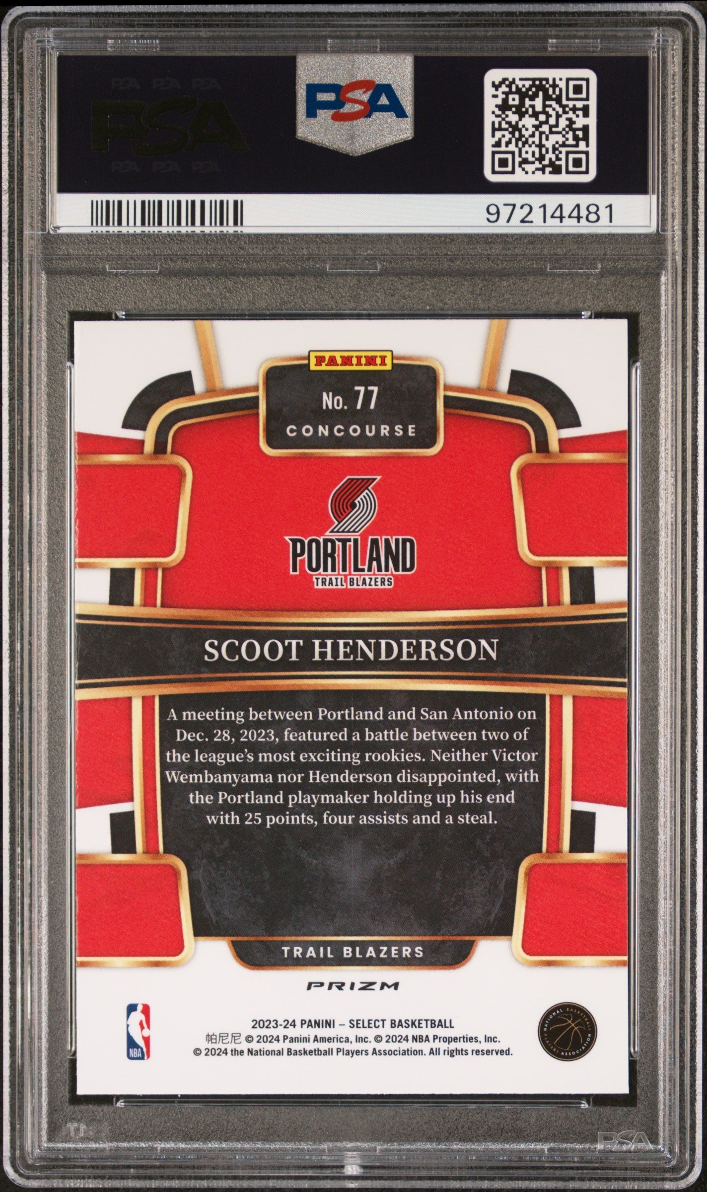 2023 Panini Select Tectonic Scoot Henderson 10 PSA #77