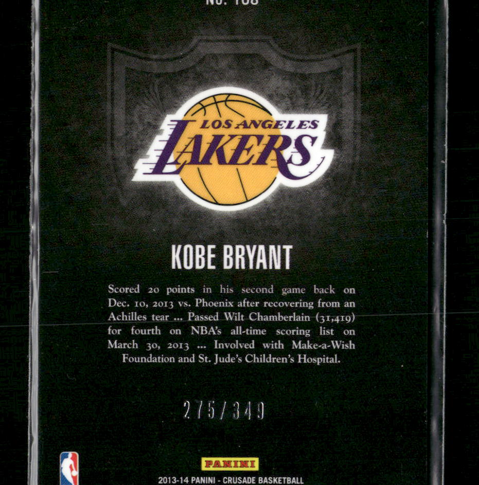 2013-14 Panini Crusade Crusade Red Kobe Bryant #/349 #108