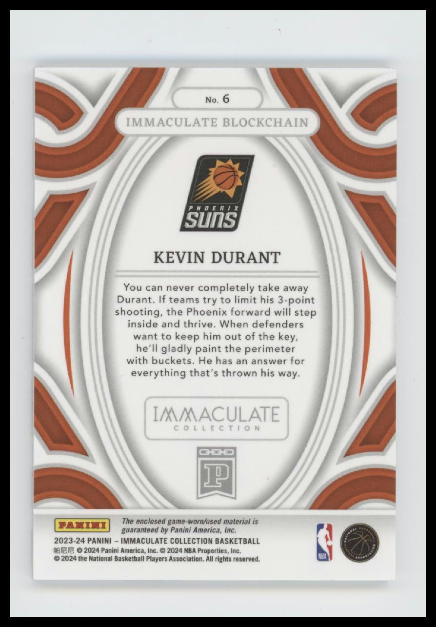 2023-24 Panini Immaculate Collection Immaculate Blockchain Kevin Durant #/25 #6