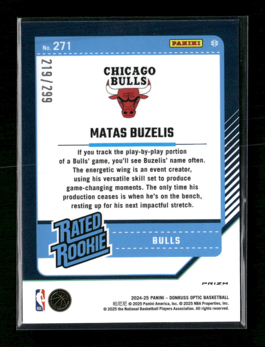 2024-25 Donruss Optic Red Velocity Matas Buzelis Rookie #/299 #271