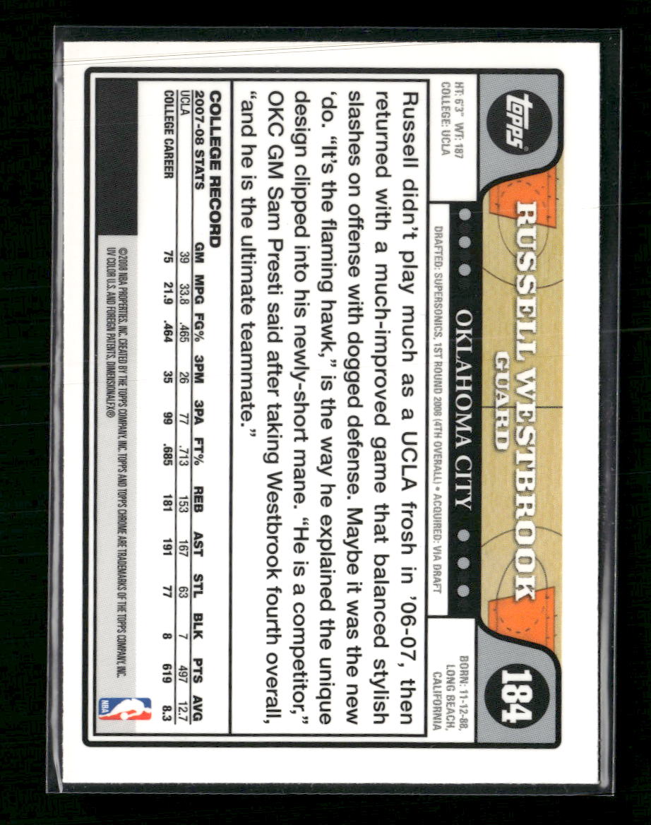 2008-09 Topps Chrome Russell Westbrook Rookie #184