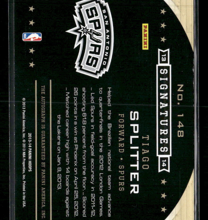 2013-14 Hoops Signatures Red Tiago Splitter #/25 Auto #148