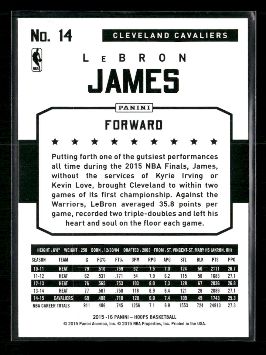 2015-16 Hoops LeBron James #14