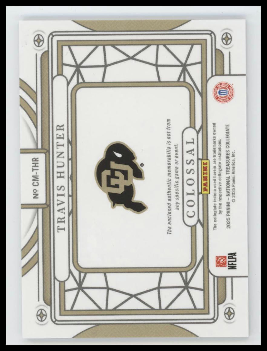 2025 Panini National Treasures Collegiate Materials Travis Hunter #/25 #CM-THR