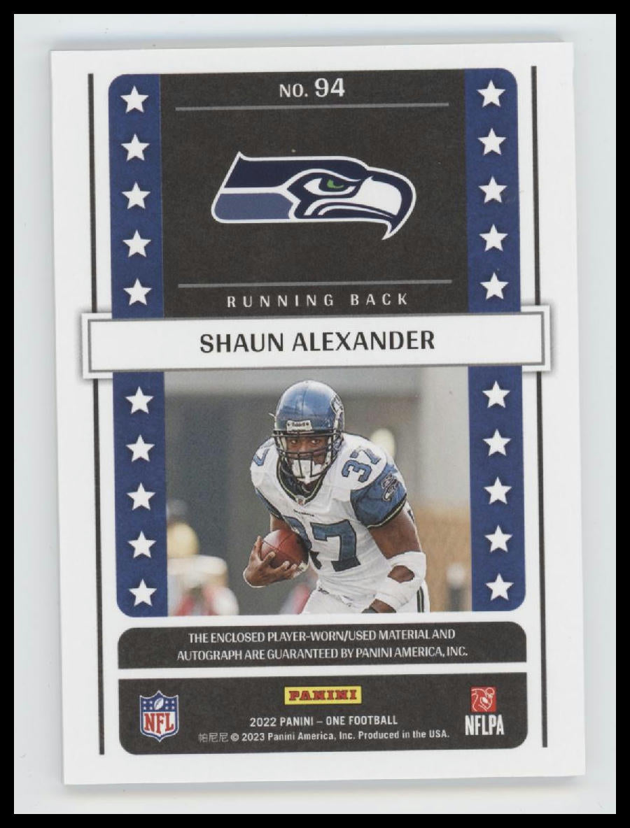 2022 Panini One Bronze Shaun Alexander #/25 Auto #94