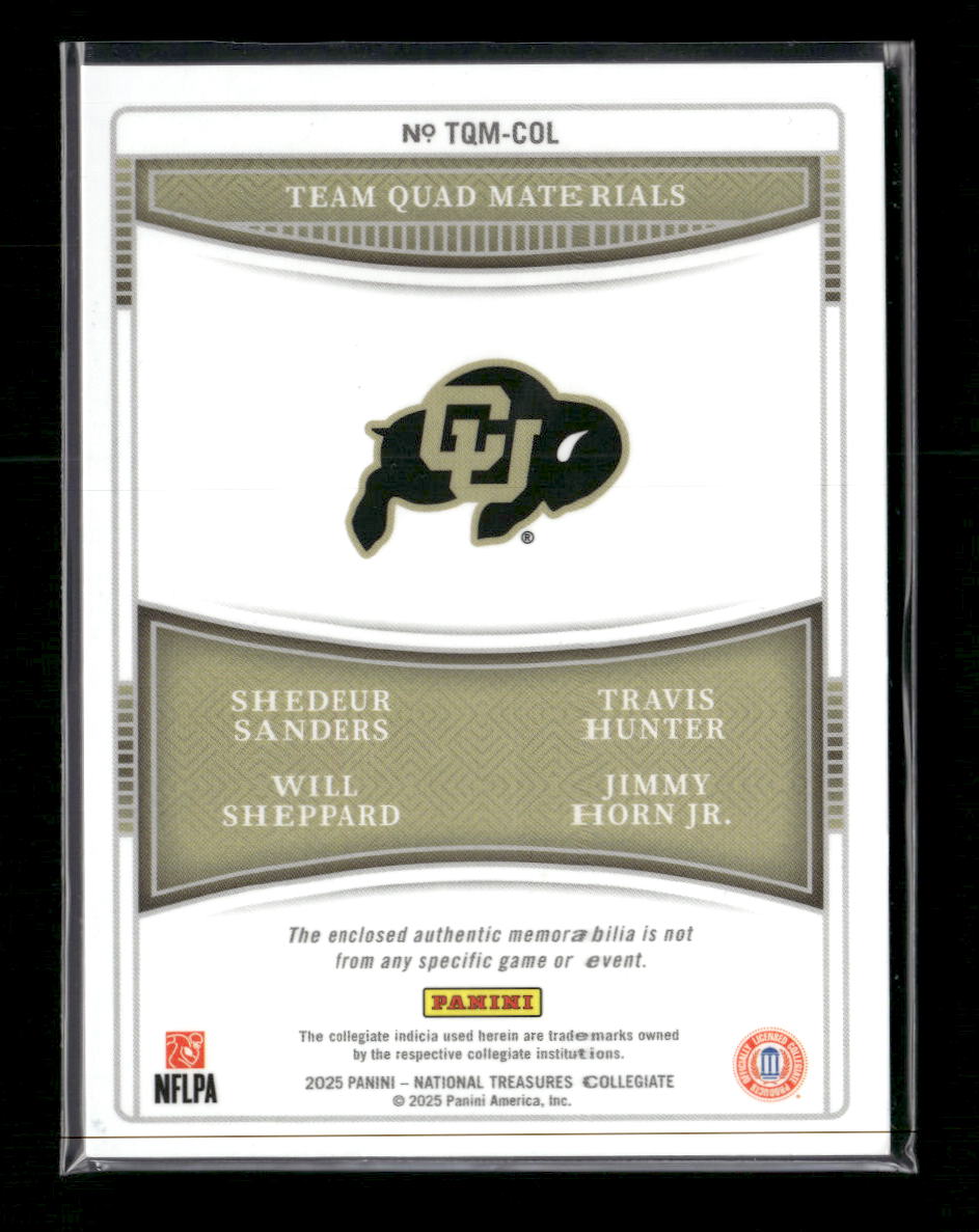 Panini National Treasures Hunter/Sanders/Sheppard/Horn Jr #/75 #TQM-COL