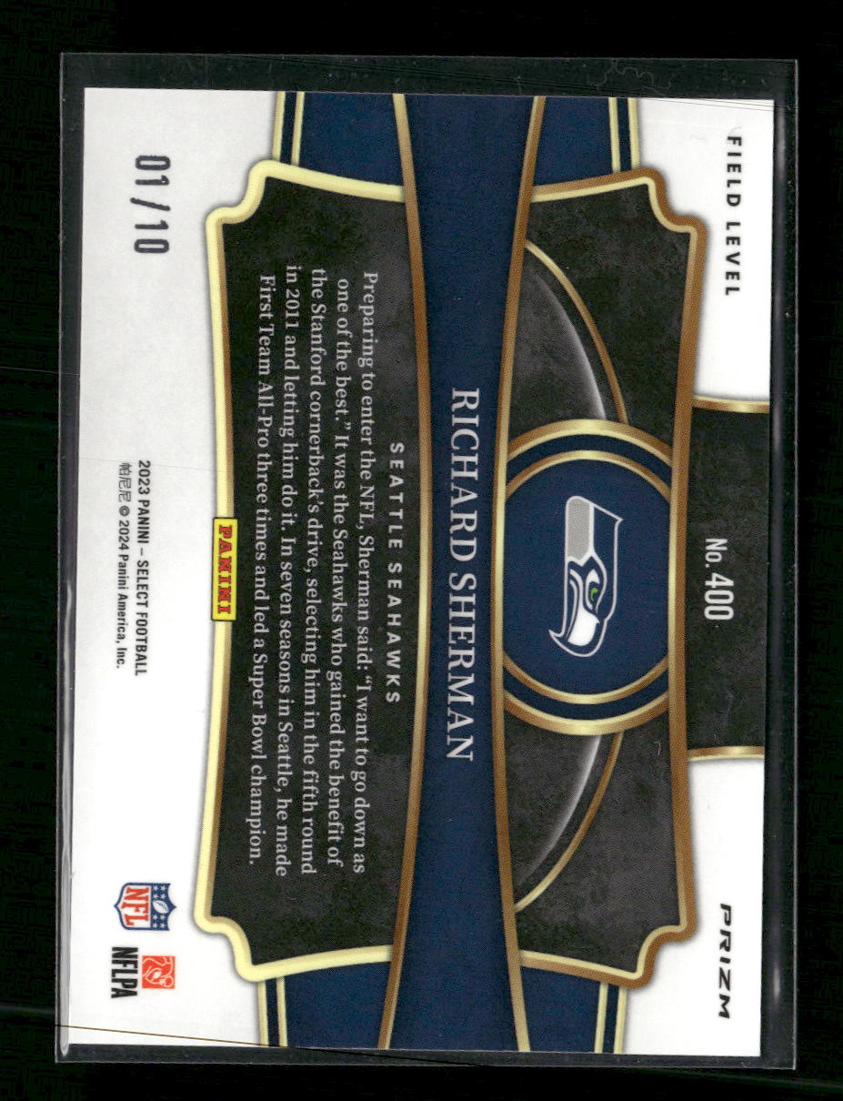 2023 Panini Select Dragon Scale Gold Prizms Richard Sherman #/10 #400