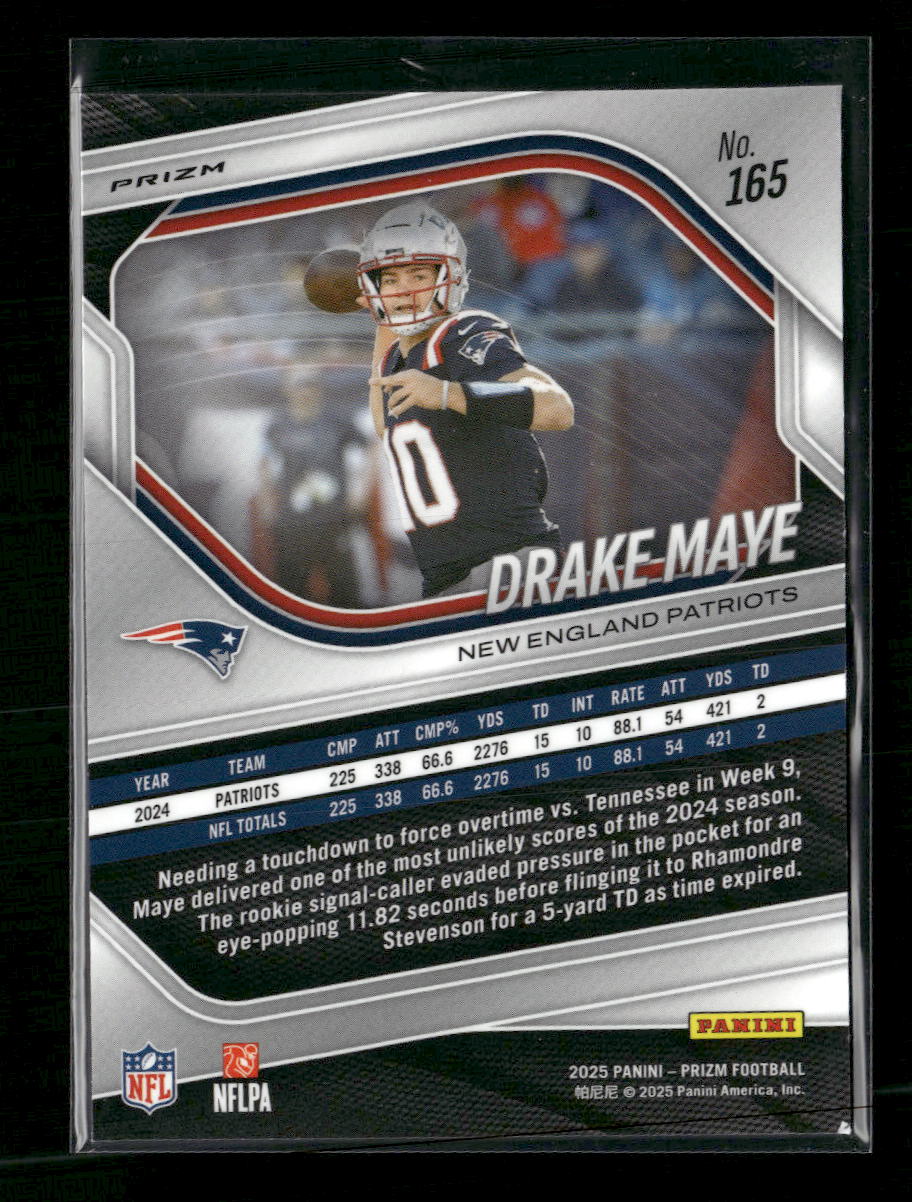 2025 Panini Prizm Black and White Checker Drake Maye #165