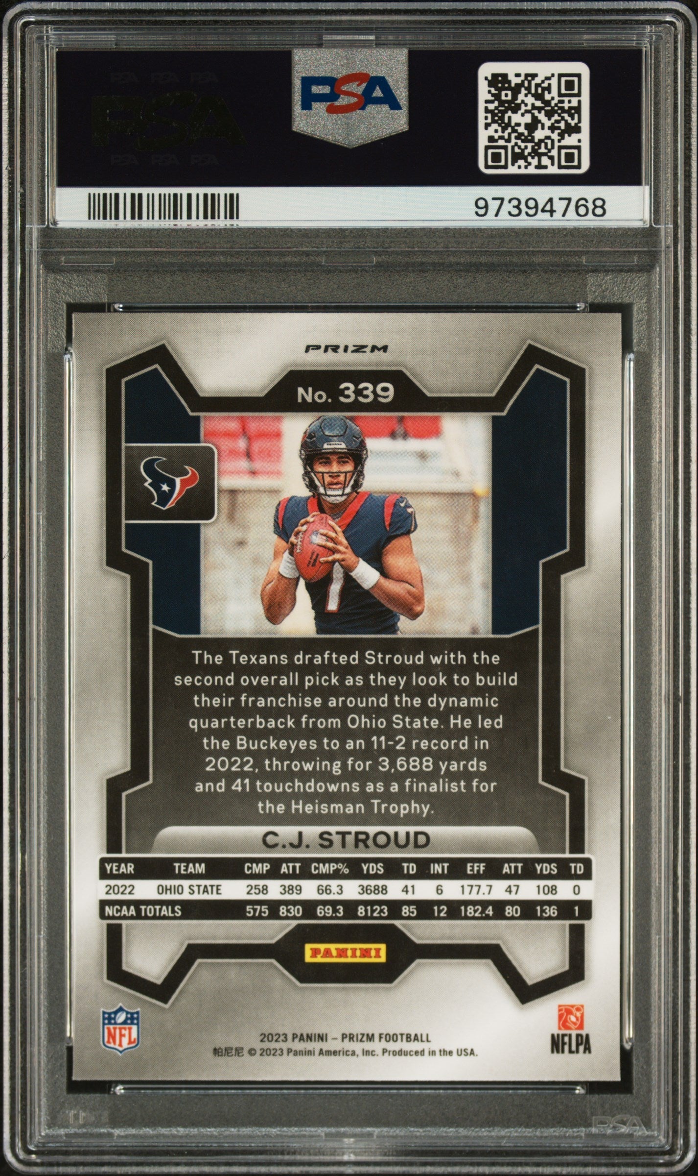 2023 Panini Prizm Neon Green Pulsar Cj Stroud 9 PSA #339