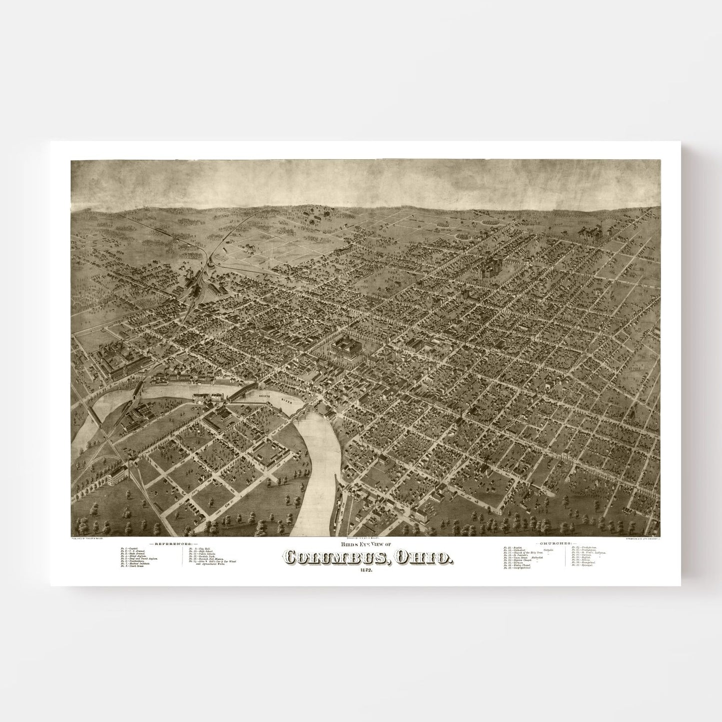 Vintage Map of Columbus, Ohio 1872