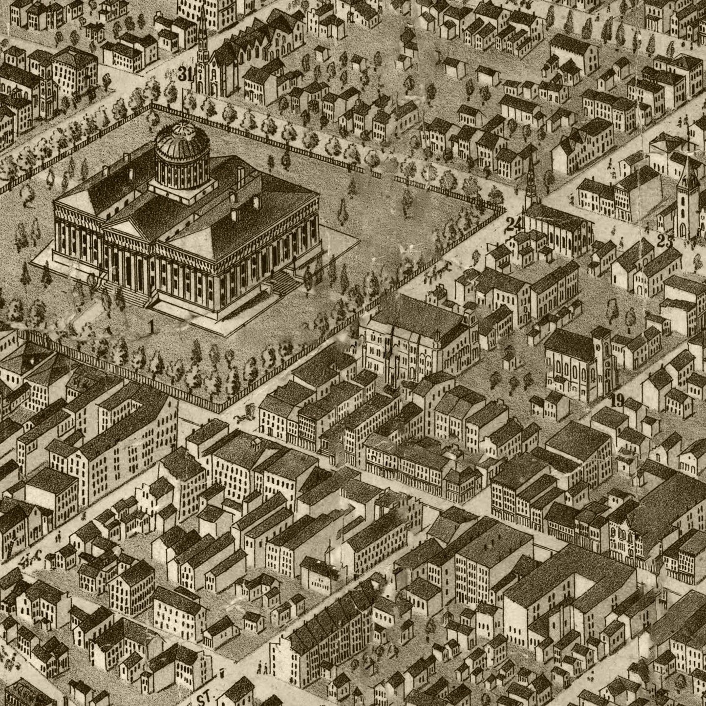 Vintage Map of Columbus, Ohio 1872