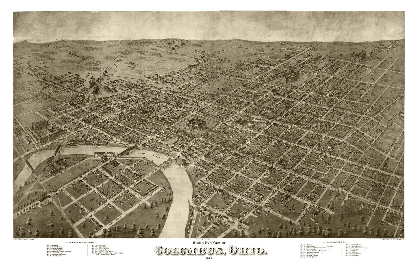 Vintage Map of Columbus, Ohio 1872