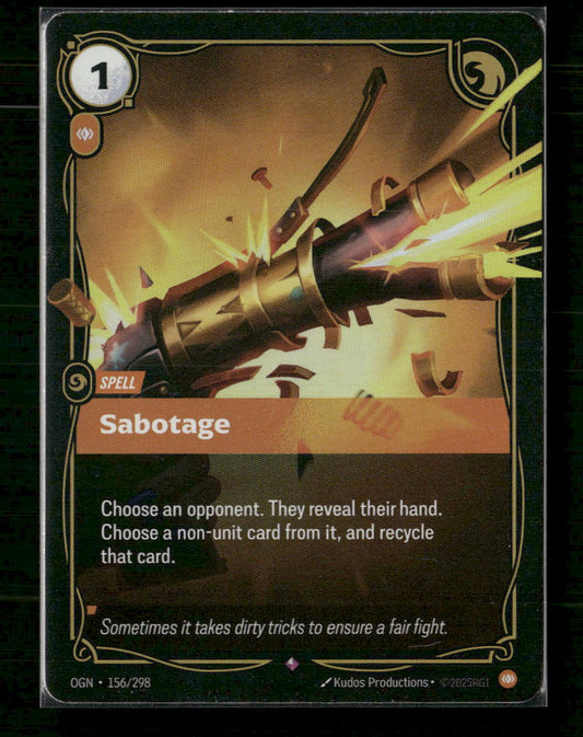 Sabotage #156/298 Holofoil Rare - Riftbound Origins