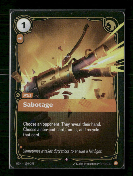 Sabotage #156/298 Holofoil Rare - Riftbound Origins