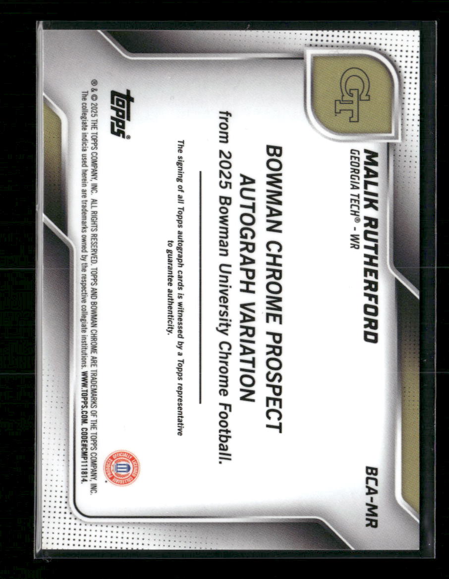 2025 Bowman University Chrome Blue Refractor Malik Rutherford Auto #BCA-MR