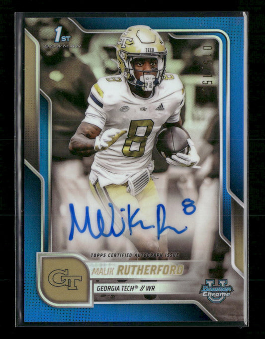 2025 Bowman University Chrome Blue Refractor Malik Rutherford Auto #BCA-MR