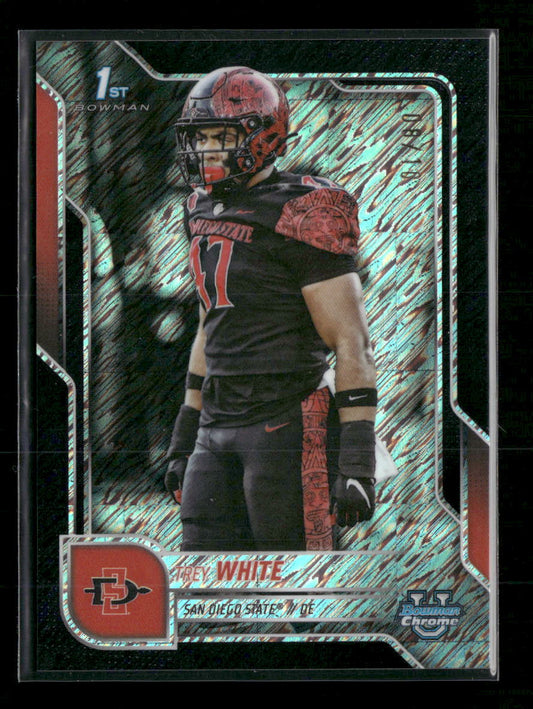 2025 Bowman University Chrome Red Shimmer Refractor Trey White 8/10 #25