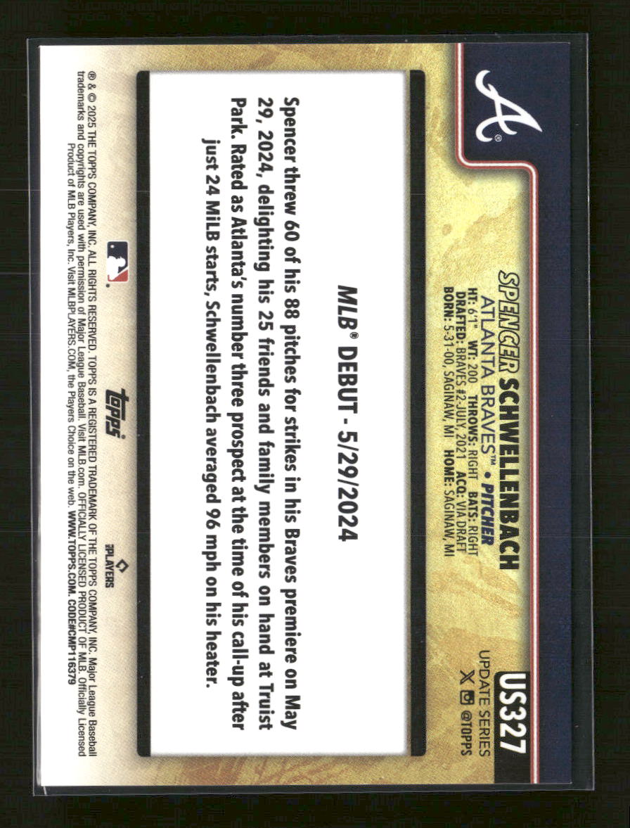 2025 Topps Update Golden Mirror Variations Spencer Schwellenbach #US327
