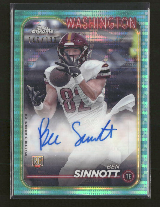 2024 Topps Chrome Rookie Auto Aqua Sonar Refract Ben Sinnott #/199 Auto #RA-BSI