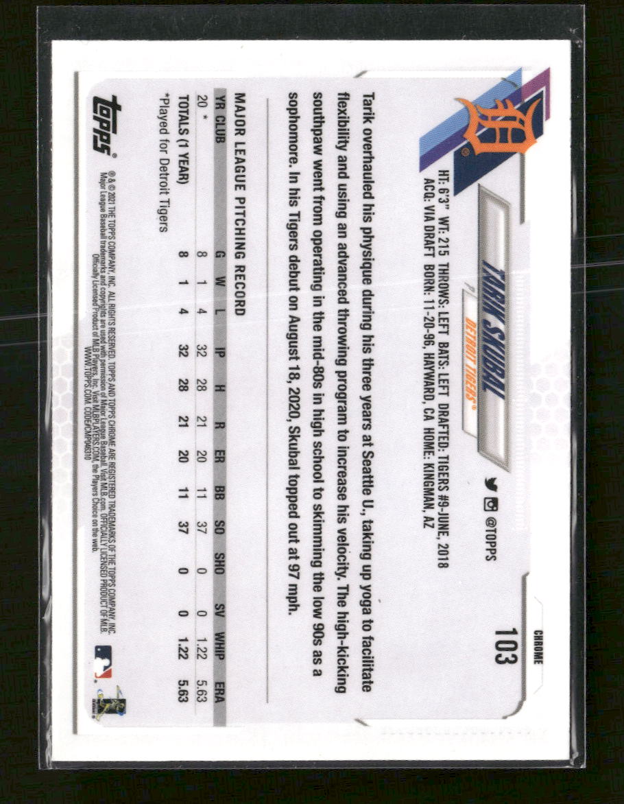 2021 Topps Chrome Tarik Skubal Rookie #103