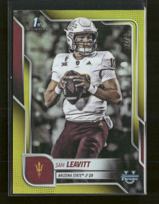 2025 Bowman University Chrome Yellow Refractor Sam Leavitt #/350 #195