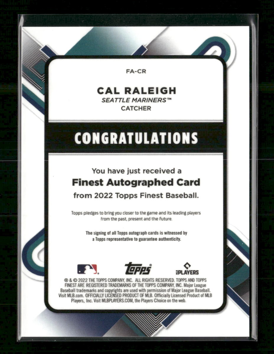 2022 Finest Finest Autographs Cal Raleigh Auto #FA-CR