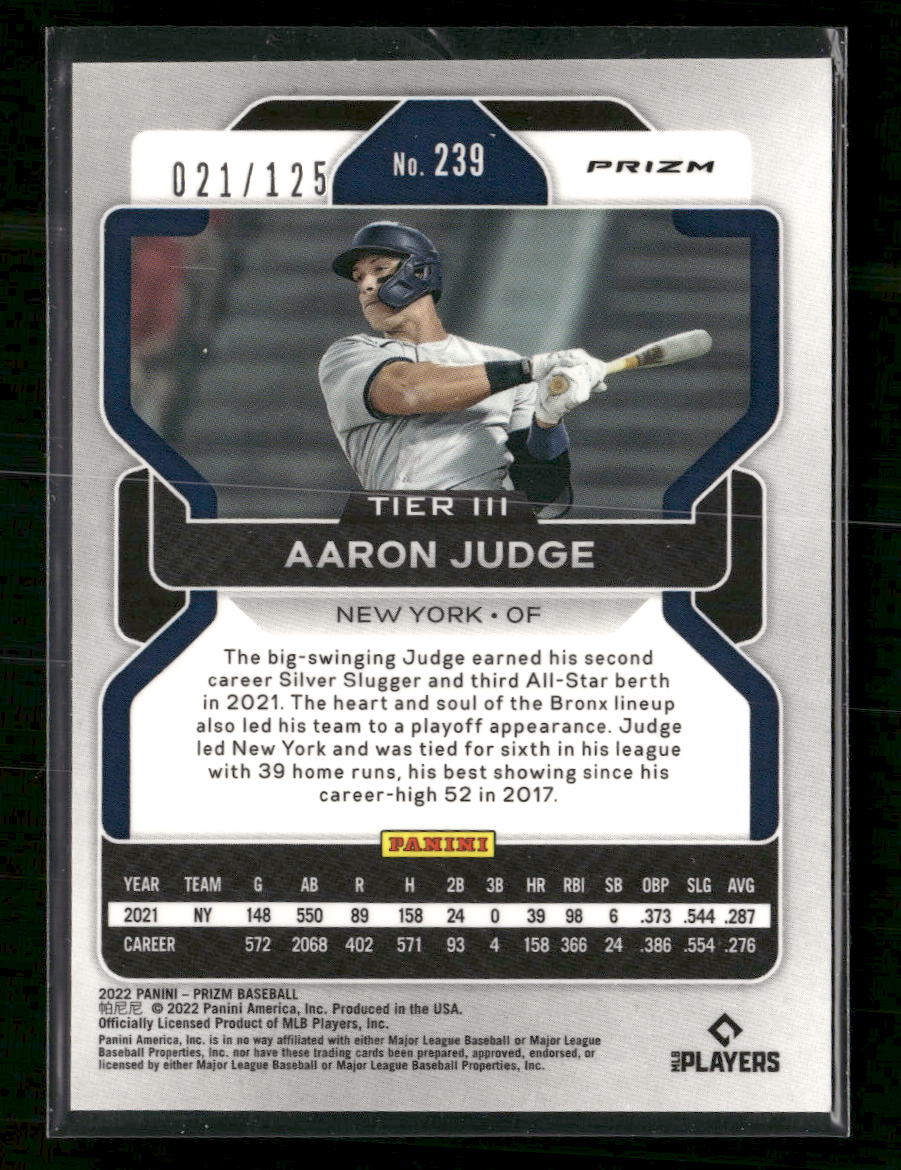 2022 Panini Prizm Lime Green Prizm Aaron Judge #/125 #239