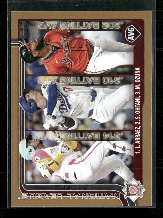 2025 Topps Leaders Gold Luis Arraez / Shohei Ohtani / Marcell Ozuna #/2025 #347