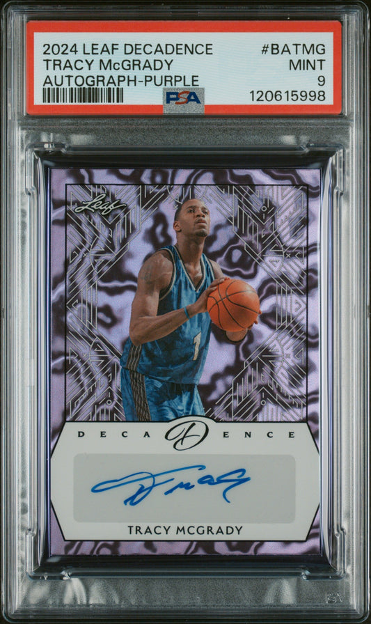 2024 Leaf Decadence Autographs Autograph-Purple Tracy Mcgrady 9 PSA #BATMG