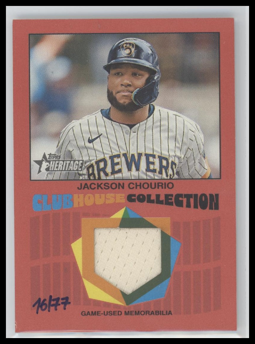 2026 Topps Heritage Clubhouse Collection Relics #/77 Jackson Chourio #CCR-JCH