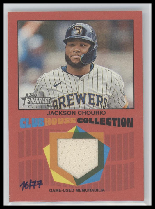 2026 Topps Heritage Clubhouse Collection Relics #/77 Jackson Chourio #CCR-JCH