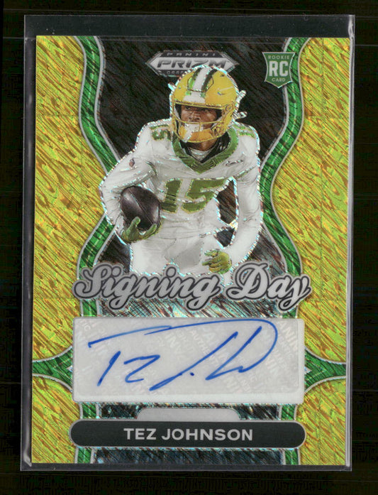 2025 Panini Prizm Draft Picks Signing Day Gold Shimmer Tez Johnson #/15 #SD-TJN