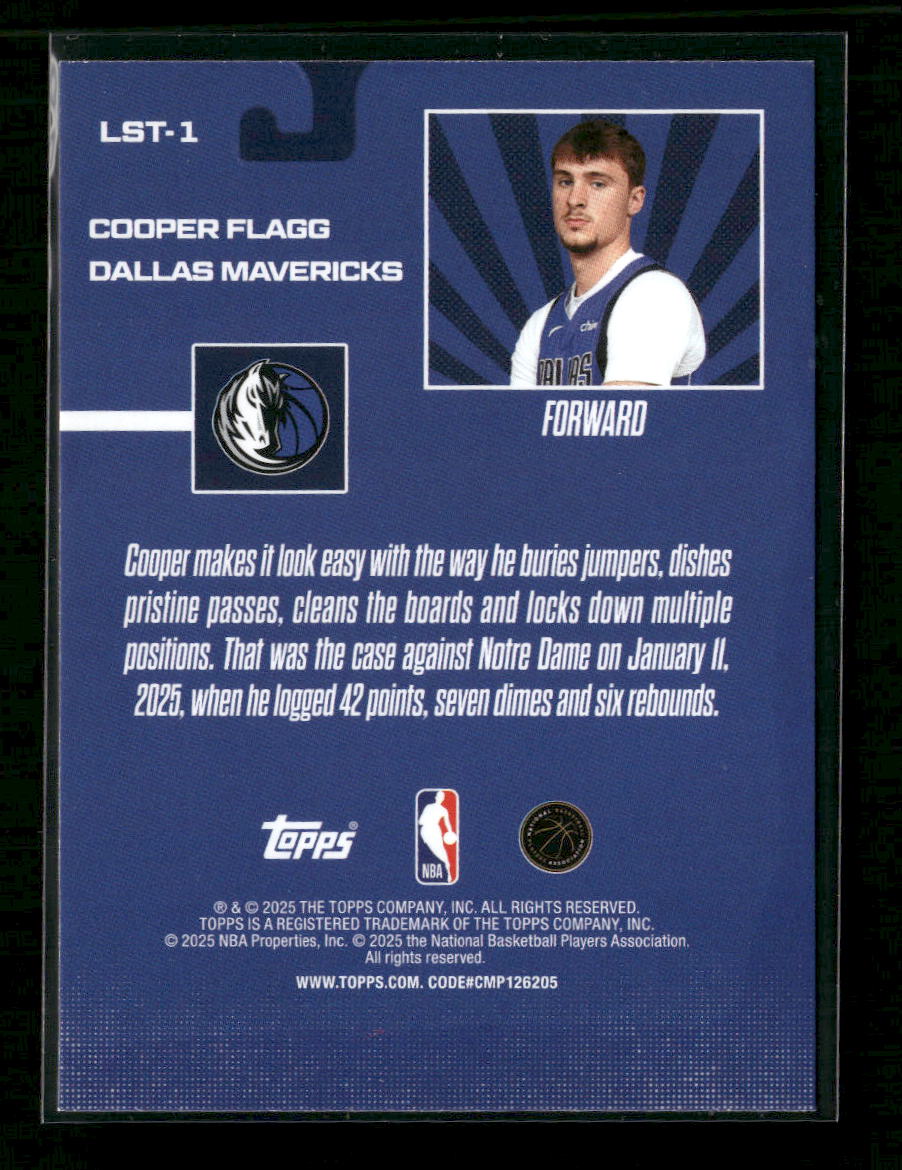 2025-26 Topps Limited Stock Legends Surge Cooper Flagg #/99 #LST-1