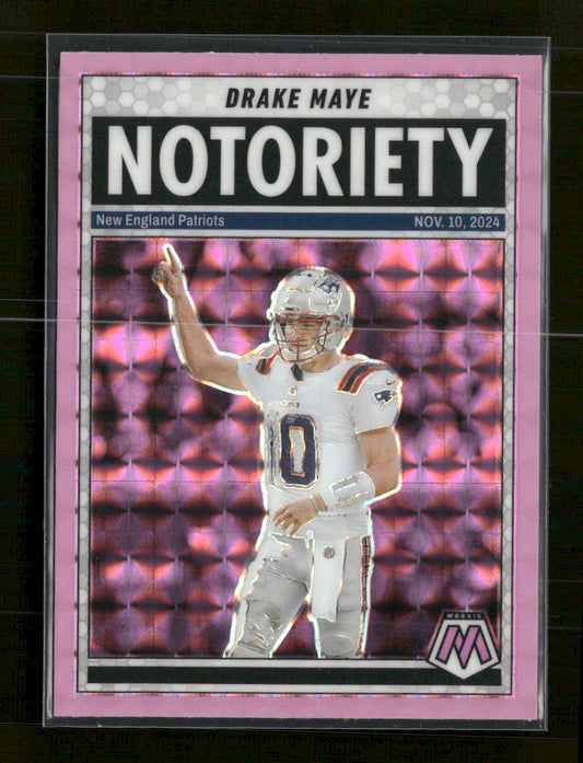 2025 Panini Mosaic Notoriety Mosaic Pink Fluorescent Drake Maye #3