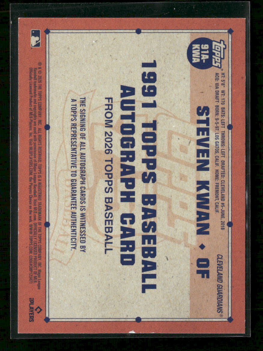 2026 Topps 1991 Baseball 35th Anniversary Auto Green Steven Kwan #/99 #91A-KWA